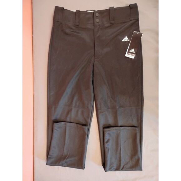 Boys Adidas Youth Baseball Relaxed Fit Open Bottom Pants Black Large - Picture 1 of 6